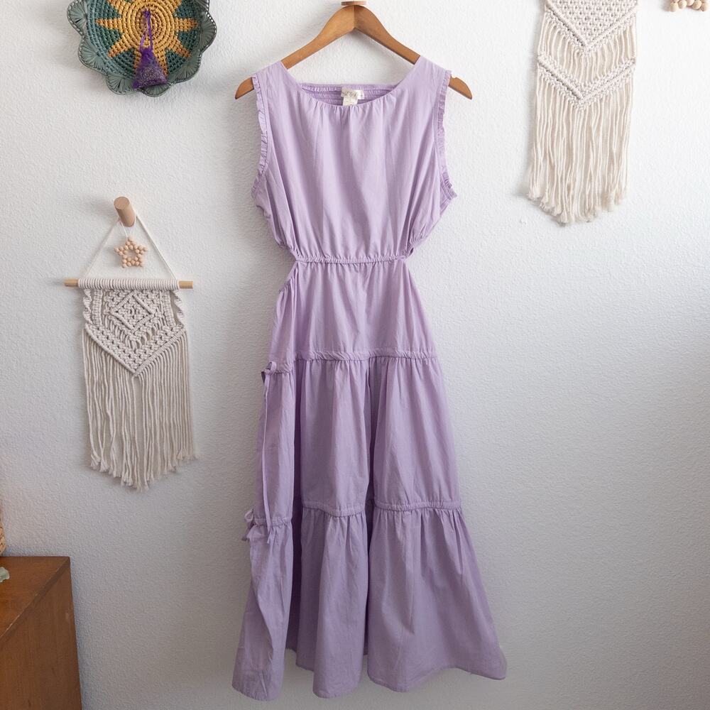 Heart & Moon Light Purple Midi Dress with Side Cut Outs Size Large